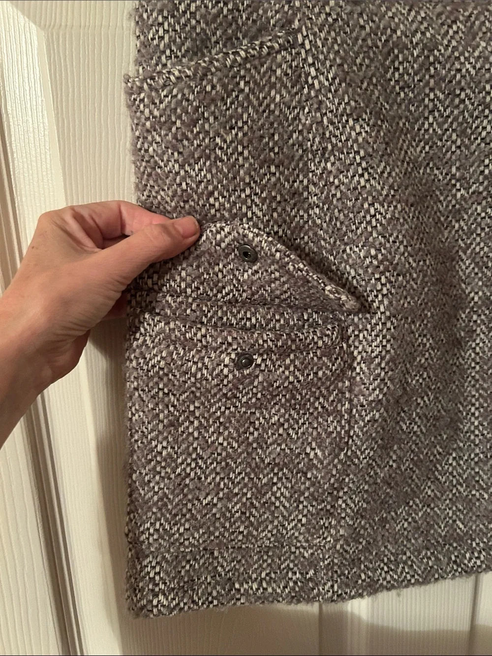 Eddie Bauer Brown and Cream Tweed Pocket Mini Skirt